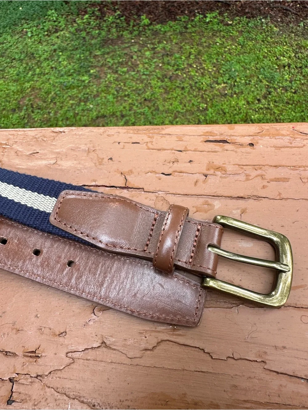 J. Crew leather and fabric belt